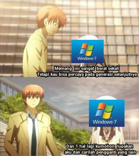 10 Meme lucu perpisahan Windows 7, bikin senyum tapi sedih