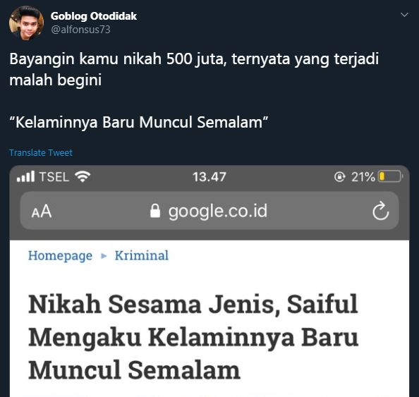 Viral 'nikah 500 juta' jadi trending topic, 10 cuitannya kocak