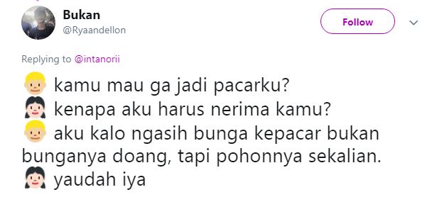10 Cuitan lucu 'alasan jadi pacar', recehnya bikin senyum kecut