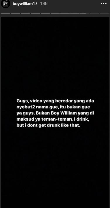 Diduga mabuk & teriak depan umum, ini klarifikasi Boy William