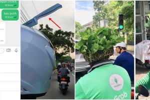 10 Potret hiasan di helm driver ojek online ini mengundang tawa