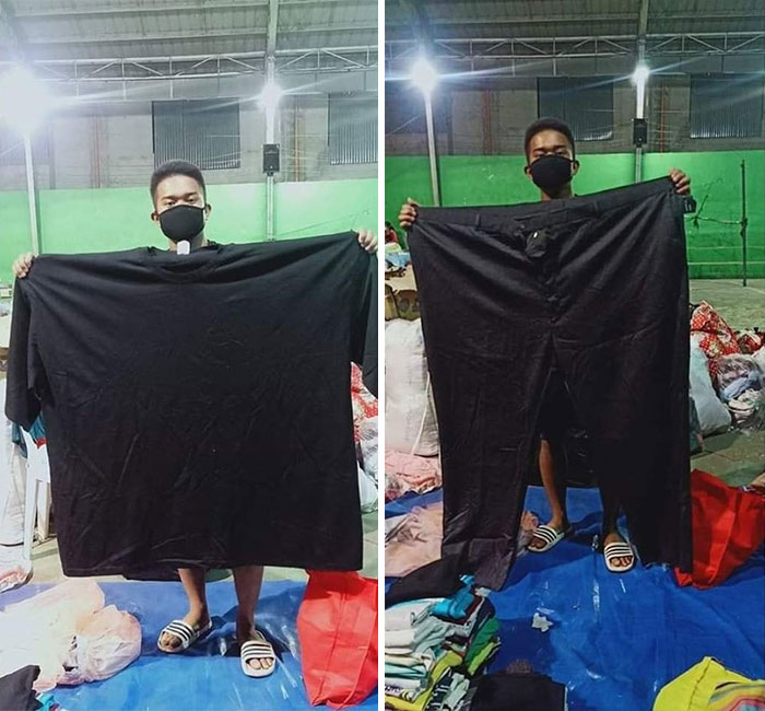 10 Potret pengungsi erupsi Gunung Taal pakai baju sumbangan, seru