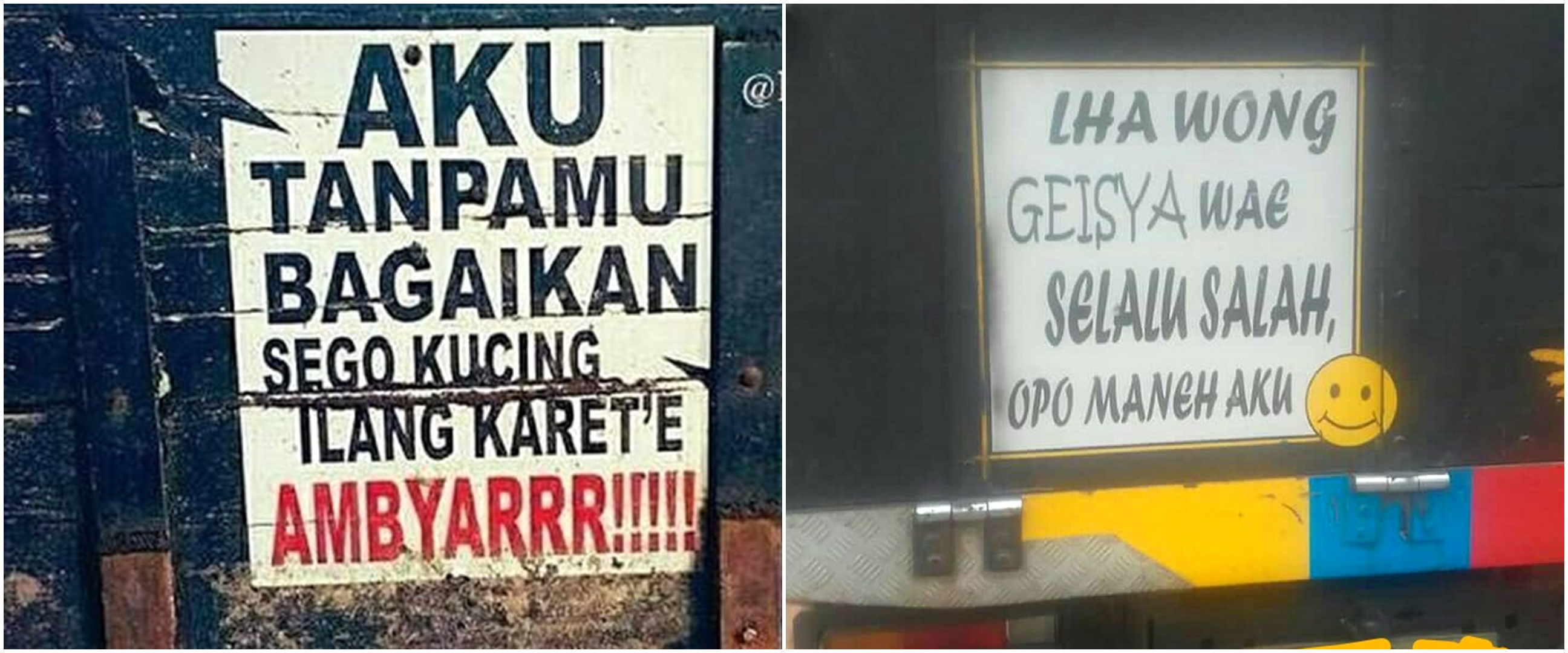 15 Tulisan lucu  Bahasa Jawa di truk ini bikin ketawa