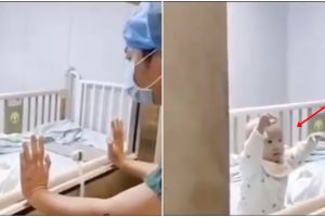 Detik-detik pilu bayi terisolasi virus Corona minta peluk ayah