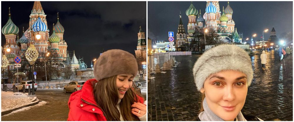 5 Adu gaya Luna Maya vs Ayu Ting Ting saat liburan di Rusia
