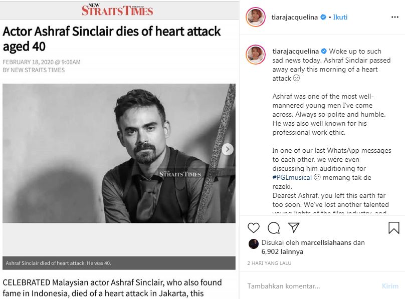 Unggah WA terakhir, sahabat ungkap Ashraf Sinclair sosok rendah hati