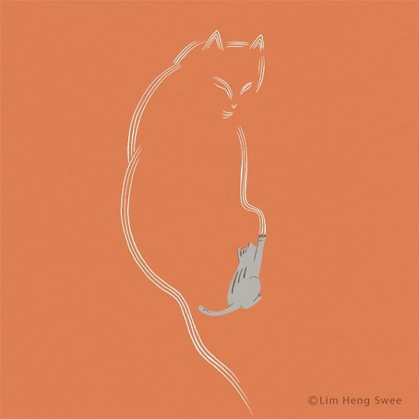 10 Ilustrasi kucing ini unik, bikin mikir dua kali