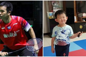 Momen kocak Hendra Setiawan ajari anaknya main bulu tangkis