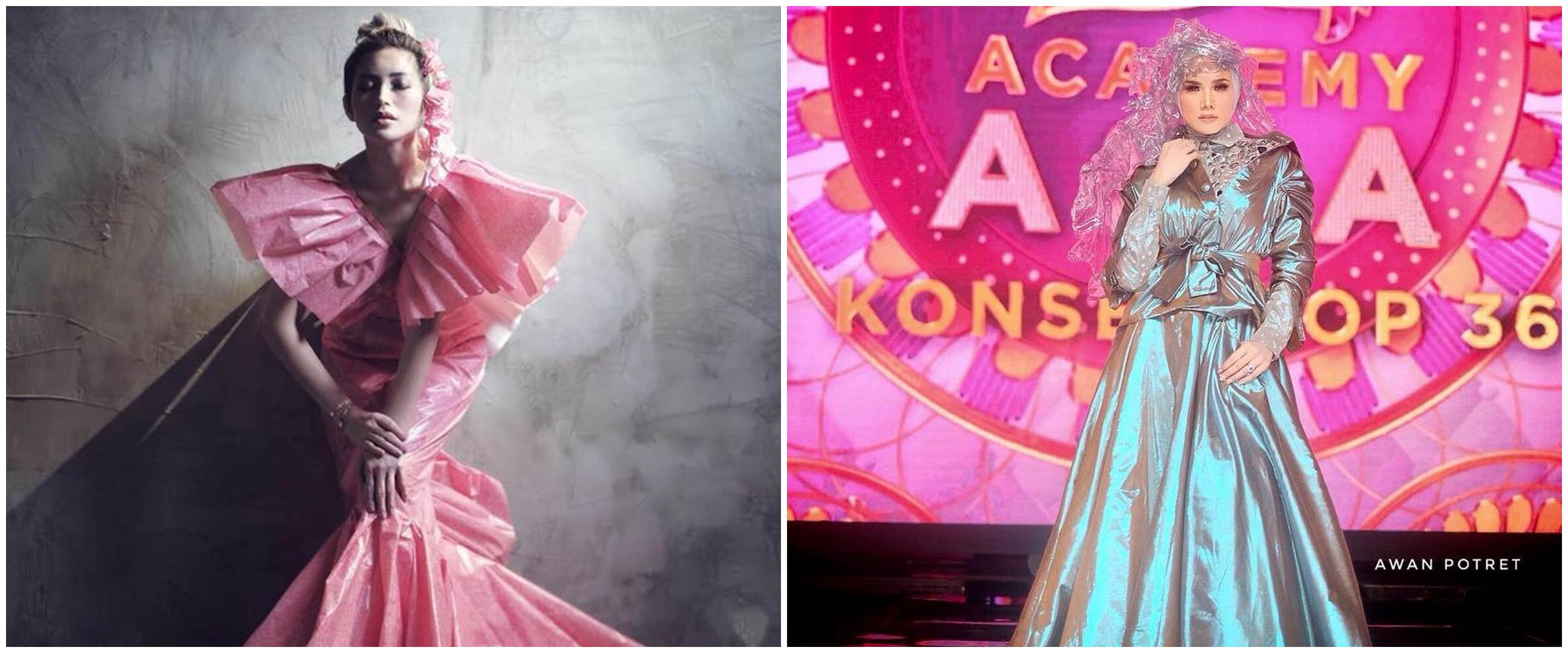 Penampilan 5 seleb kenakan busana dari plastik, nyentrik abis