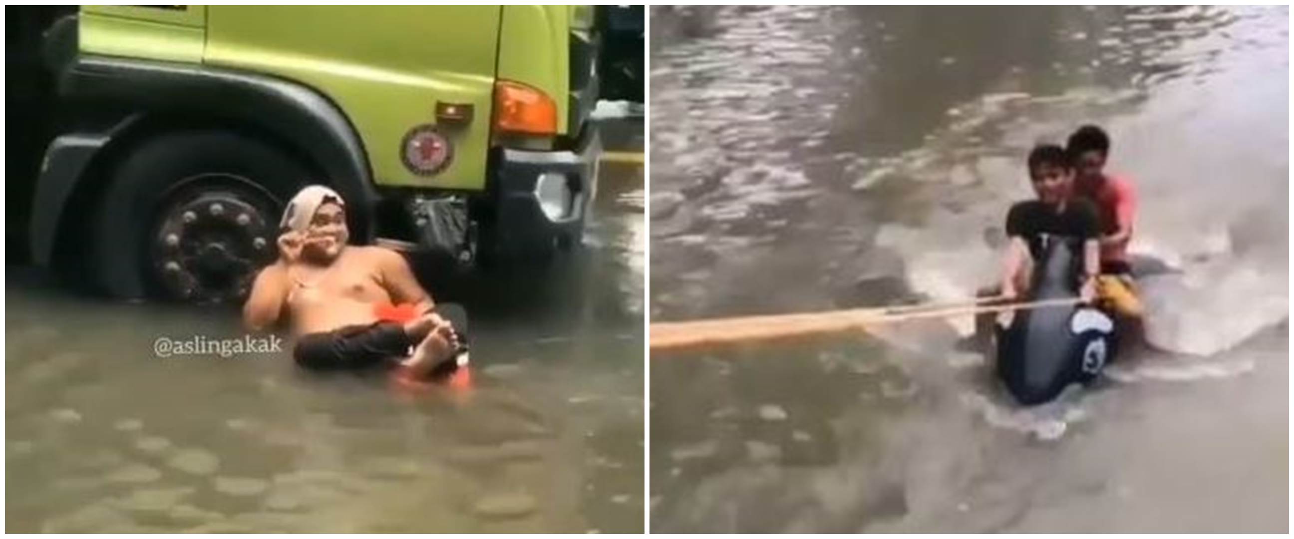 7 Kelakuan kocak orang saat terkena banjir, bikin geleng kepala