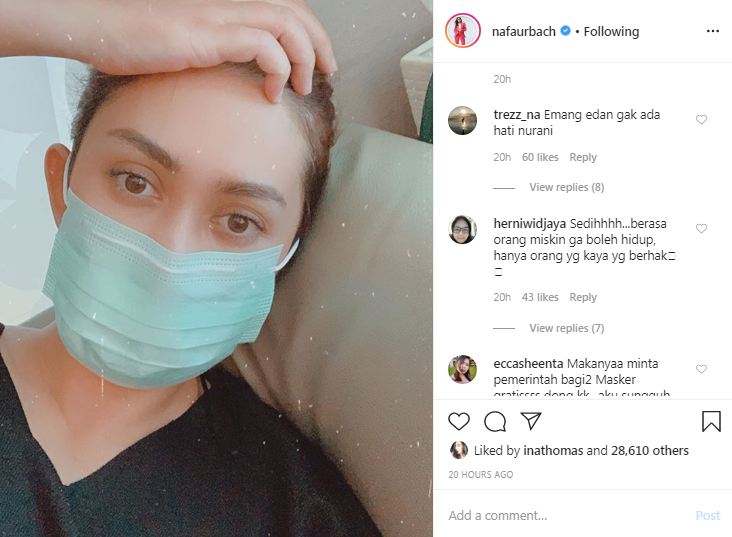 Nafa Urbach geram lihat harga masker melambung