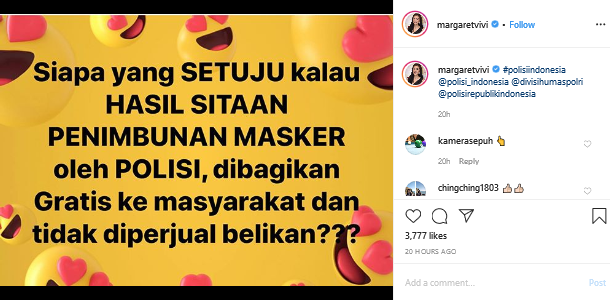 Calon mertua Boy William kritik masker hasil sitaan dijual belikan