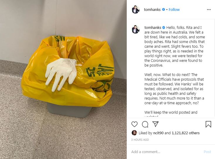 Tom Hanks positif terjangkit Corona, begini reaksi warganet