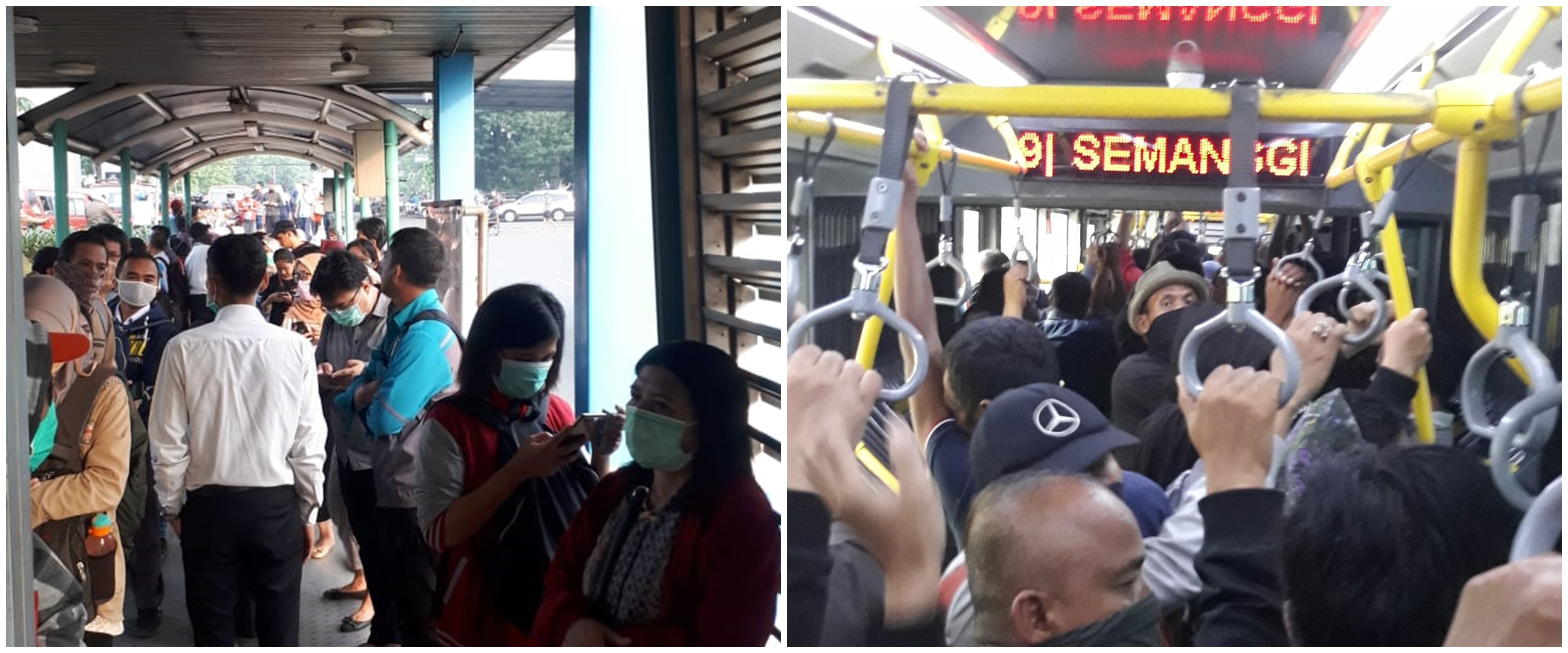 6 Potret antrean penumpang Trans Jakarta usai pembatasan rute