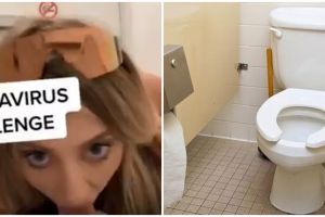 Viral wanita bikin 'Coronavirus Challenge' nekat jilat toilet