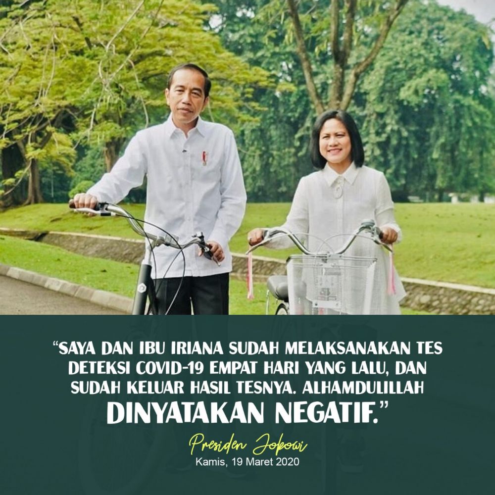 Hasil tes keluar, Presiden Jokowi dan Iriana negatif Corona