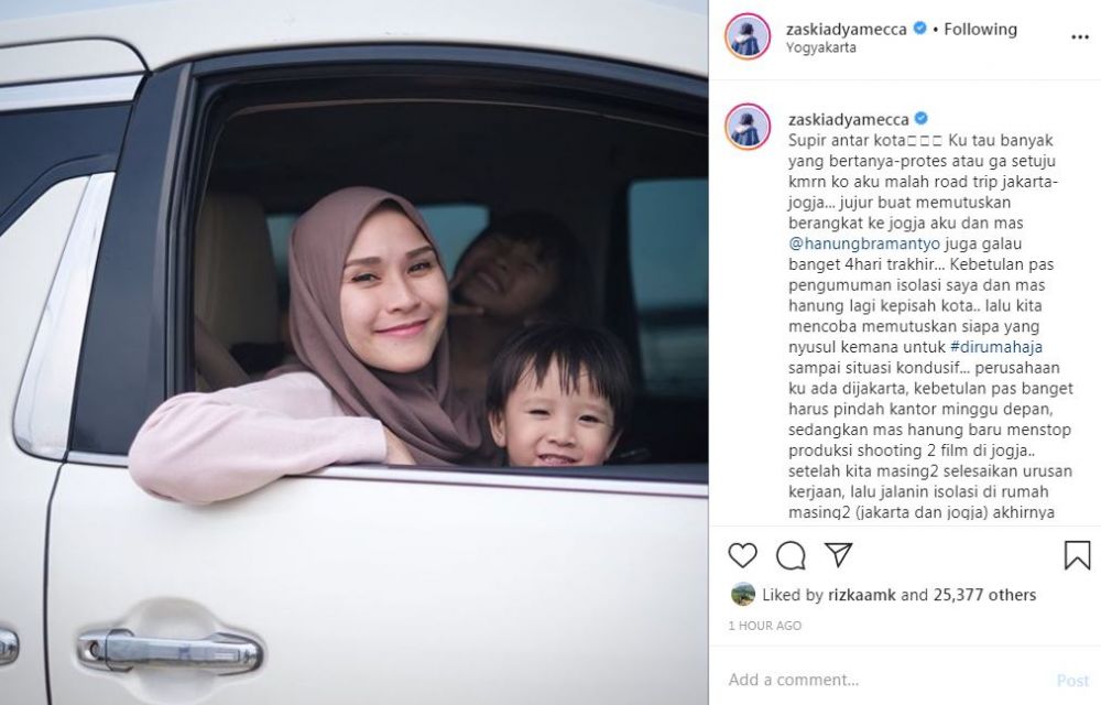 Wabah Corona, Zaskia Adya Mecca dan keluarga pindah ke Yogyakarta 