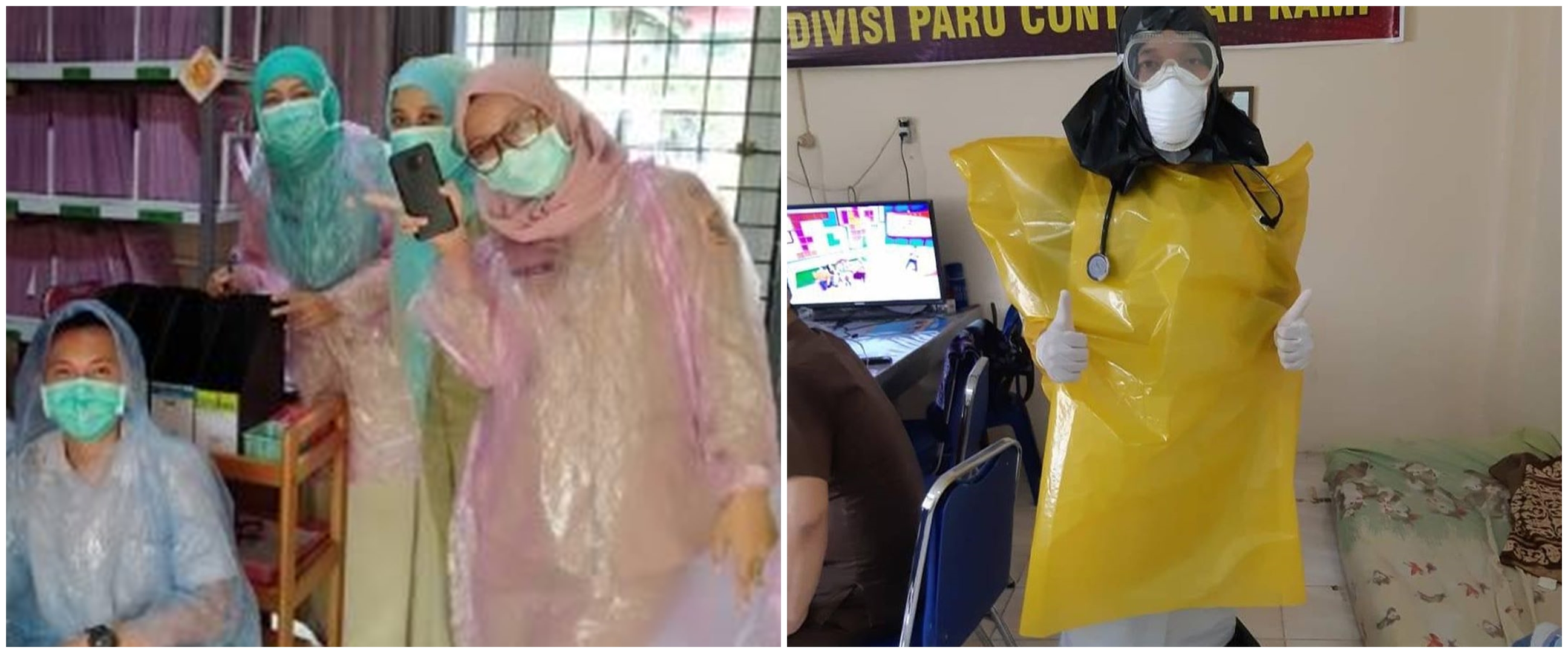 5 Potret paramedis pakai APD dari plastik sampah dan jas hujan