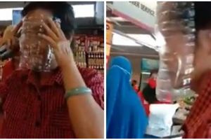 Viral wanita ubah botol air minum jadi masker demi cegah corona