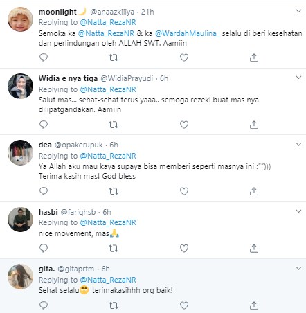 Aksi selebgram Natta Reza bagi-bagi sembako ini tuai pujian