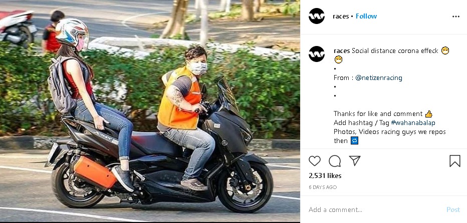 10 Aksi lucu pengendara saat social distancing, bikin tepuk jidat