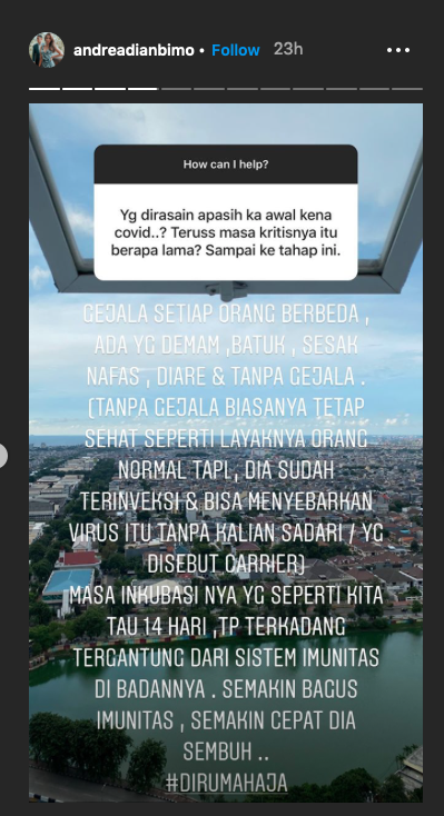 Cerita pengobatan Andrea Dian selama positif corona