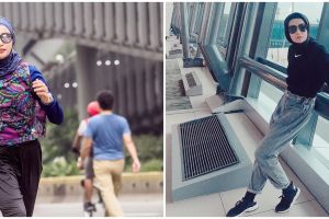 8 Potret gaya hijab sporty Soraya Larasati saat berolahraga