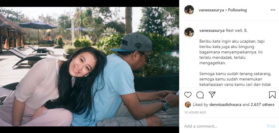 Ungkapan duka Vanessa Surya mantan kekasih Glenn Fredly