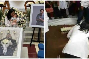 Momen Mutia Ayu memeluk pusara Glenn Fredly, berurai air mata