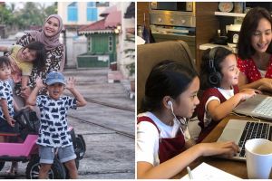 Cara unik 6 seleb cantik didik anak selama di rumah saja