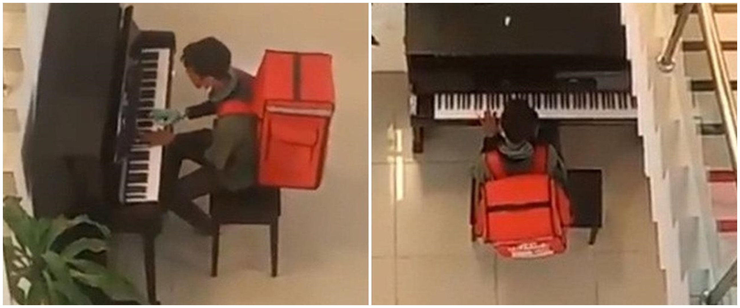 Aksi driver ojek online main piano saat tunggu customer, bikin kagum