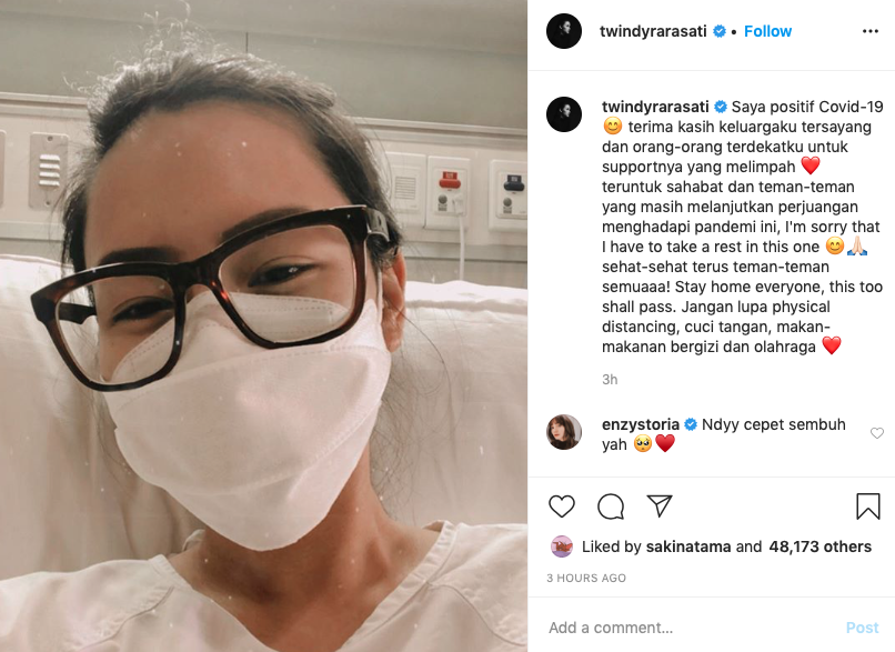 Kondisi terkini Twindy Rarasati usai dinyatakan positif corona
