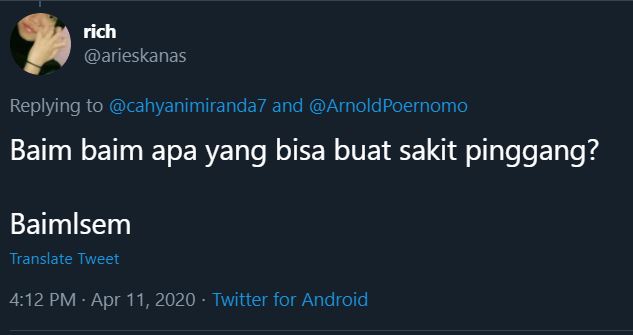 10 Cuitan lucu pelesetan nama Baim Wong ini bikin ngakak