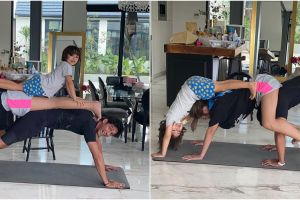 7 Aksi seru Jessica Iskandar yoga bareng anak & Richard Kyle