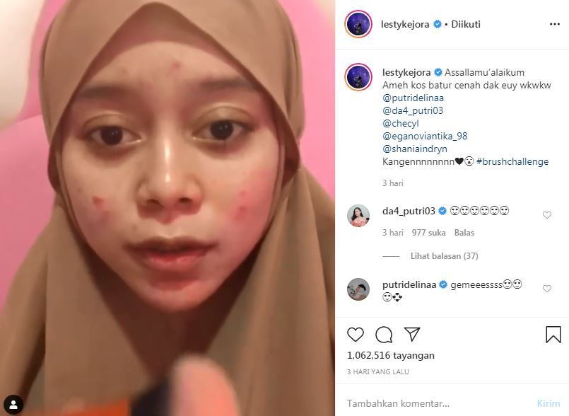 Ikuti Pass the Brush Challenge, wajah Lesty Kejora bikin salfok