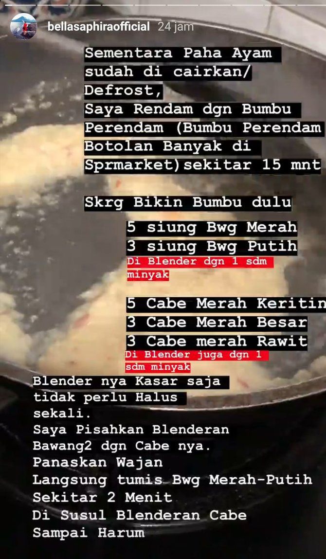 Momen Bella Saphira memasak ayam, wajannya curi perhatian