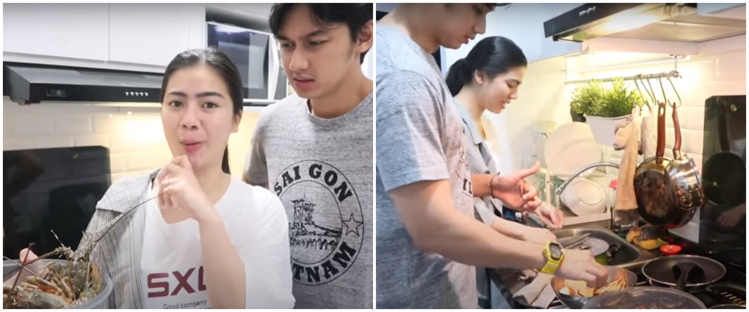 10 Momen Felicya dan Caesar Hito masak untuk dinner, heboh!