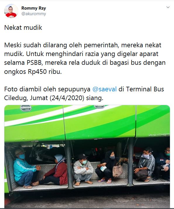 Viral pemudik nekat sembunyi di bagasi bus, ini faktanya