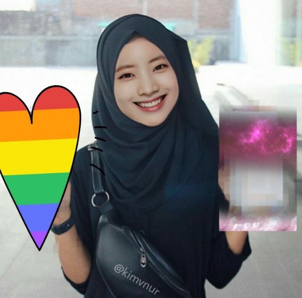9 Editan foto member Twice pakai hijab, tampil manglingi