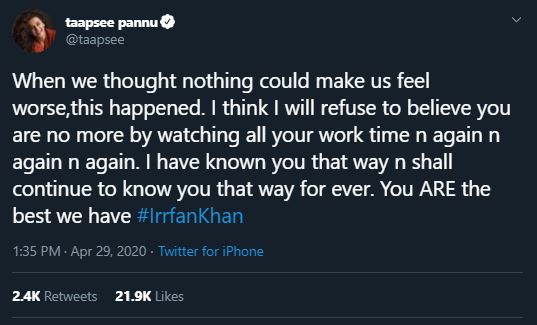 Irrfan Khan meninggal dunia, ini ucapan duka 12 seleb Bollywood