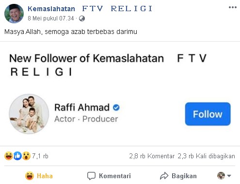 7 Bukti Raffi Ahmad suka dengan meme di media sosial