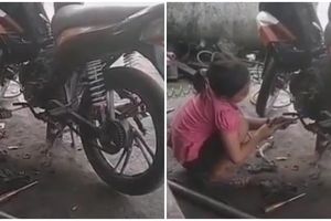 Cerita gadis cilik bantu pekerjaan ayahnya di bengkel ini bikin haru