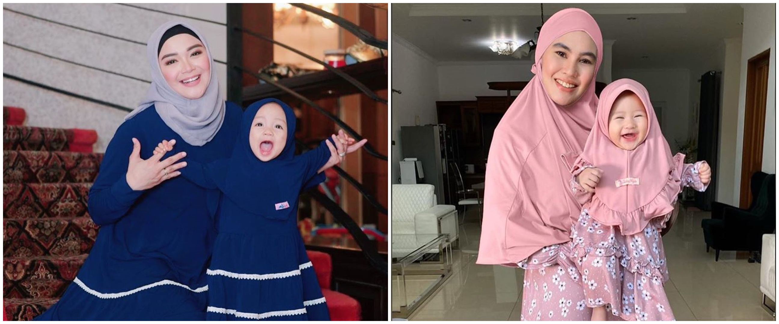 Potret 7 seleb kembaran baju muslim sama anak ini bisa ditiru