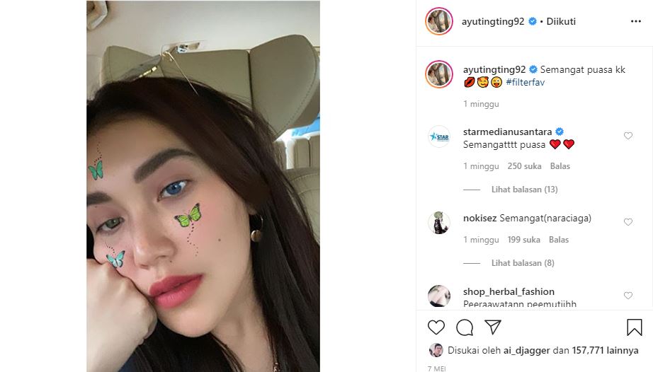 8 Potret Ayu Ting Ting pakai filter mata ini jadi sorotan