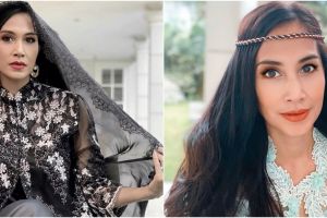 10 Gaya feminin Diah Permatasari kenakan baju brokat saat lebaran