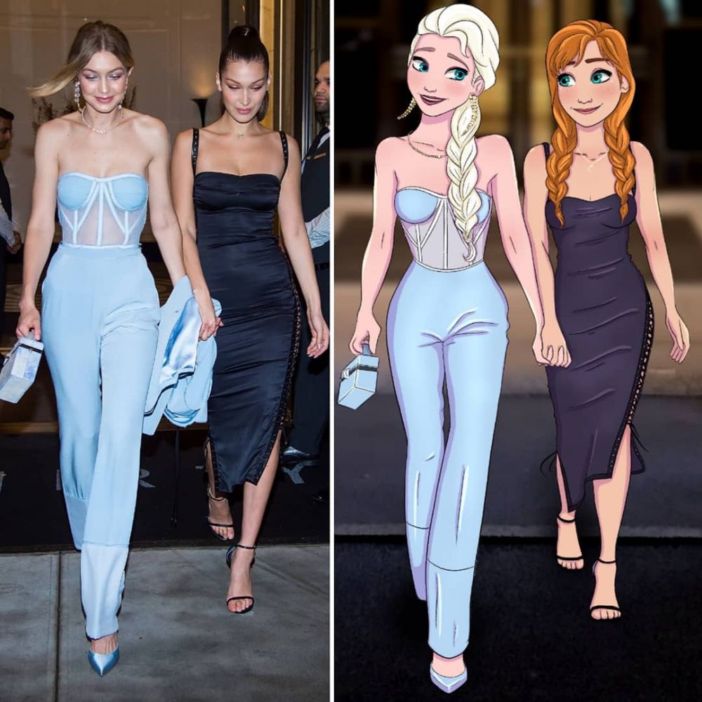 Ilustrasi 7 Princess Disney tiru outfit seleb Hollywood ini memukau