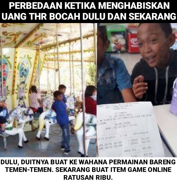 Meme bocah habisin THR Berbagai sumber