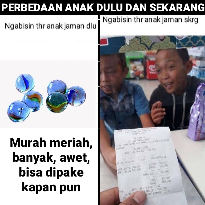 10 Meme beda cara menghabiskan uang THR zaman dulu dan kini