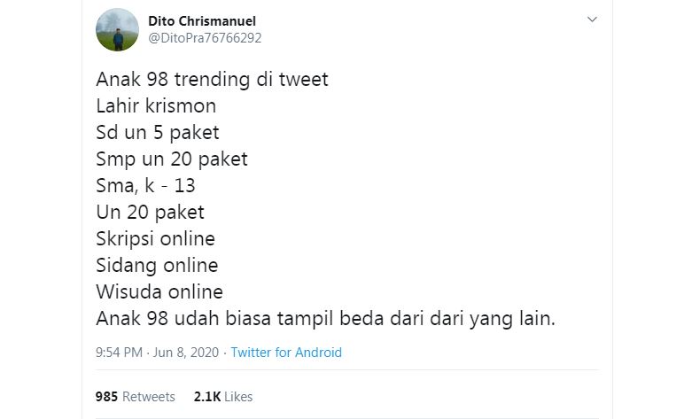 Trending di Twitter, 9 curhatan anak kelahiran 98 ini bikin terenyuh