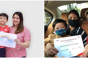 6 Potret anak Tya Ariestya bagi rapor drive thru, tetap meriah